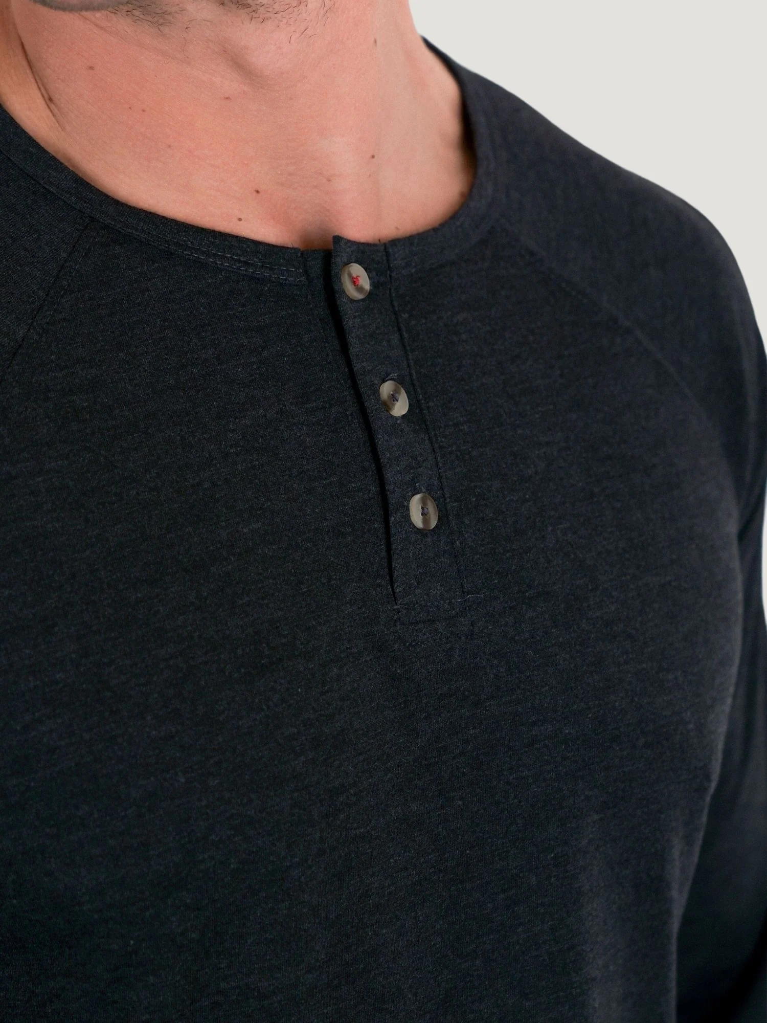 Vintage Black Slim Fit Long Sleeve Henley - Image 4