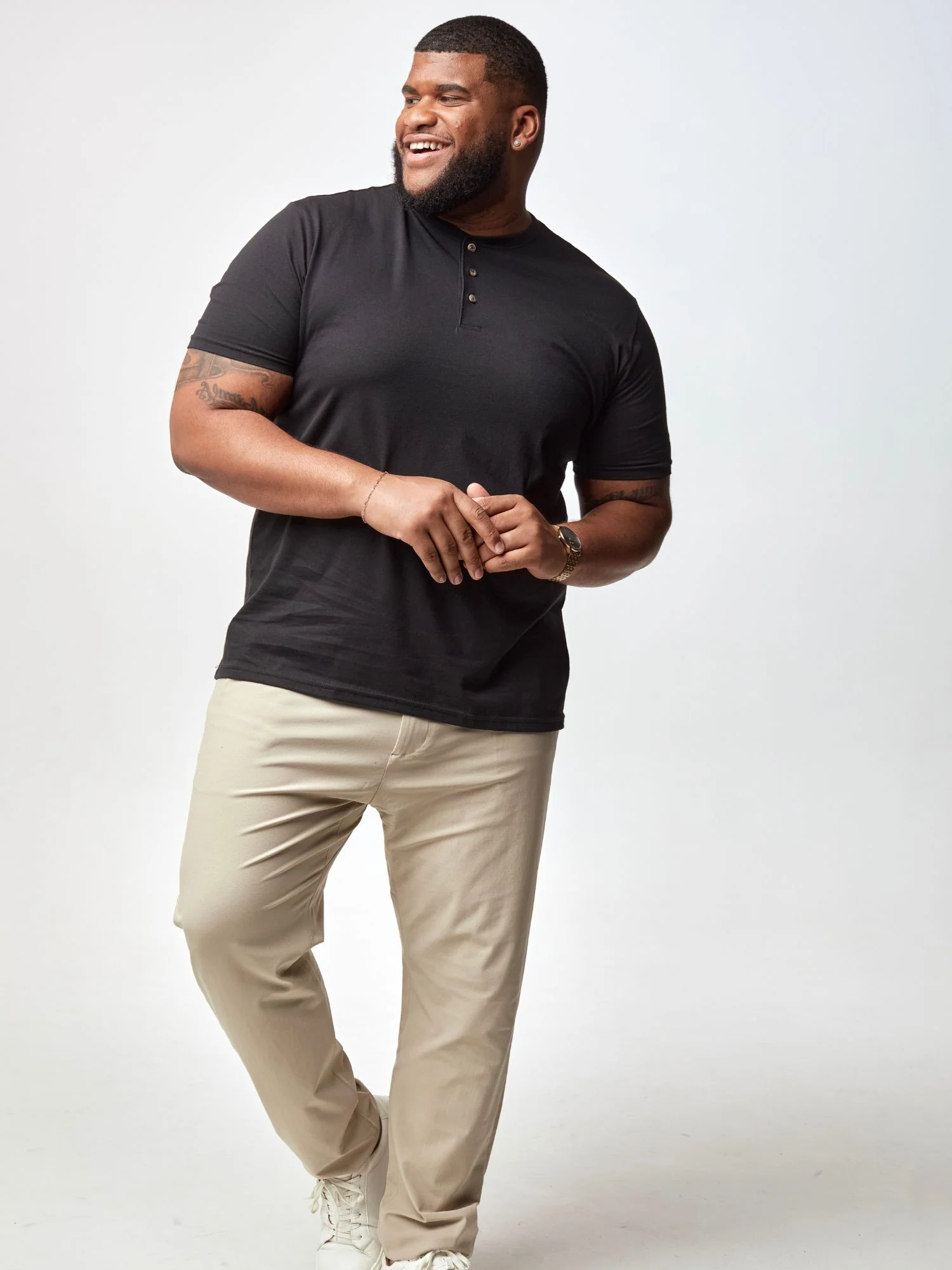 Black Short Sleeve Henley - Image 3