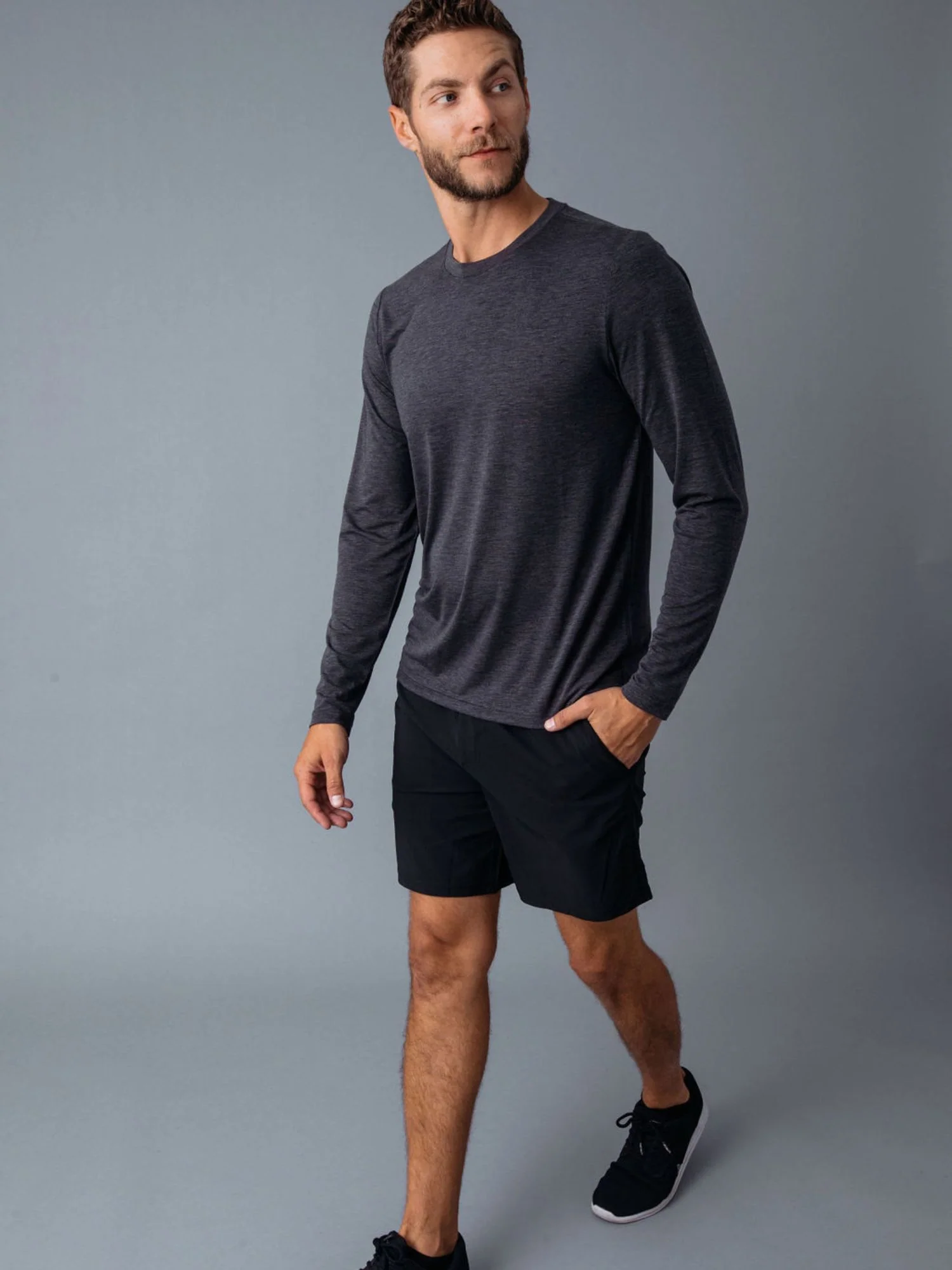 Charcoal Performance Long Sleeve Crew - Image 3
