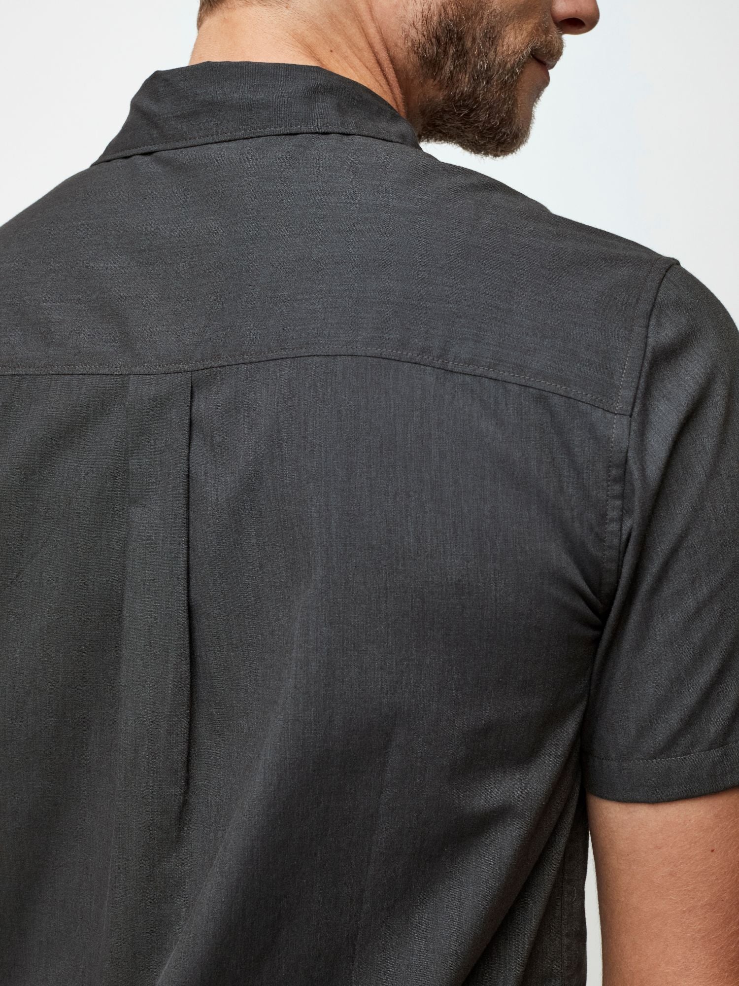 Charcoal Short Sleeve Stretch Button Up - Image 3