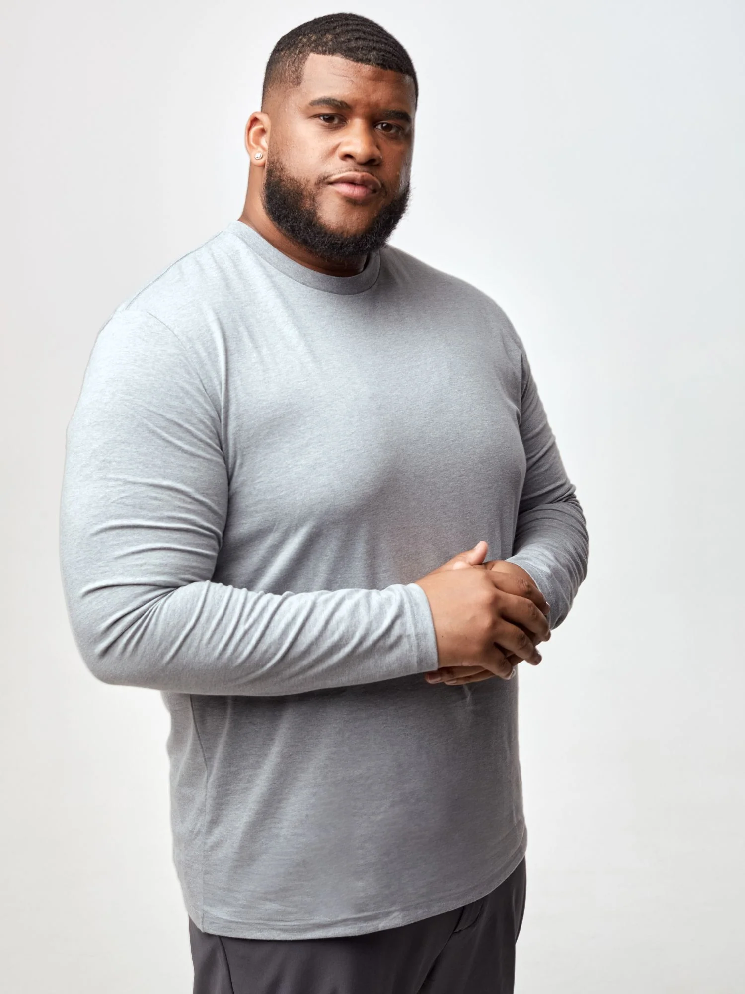 Heather Grey Long Sleeve Crew Neck - Image 3