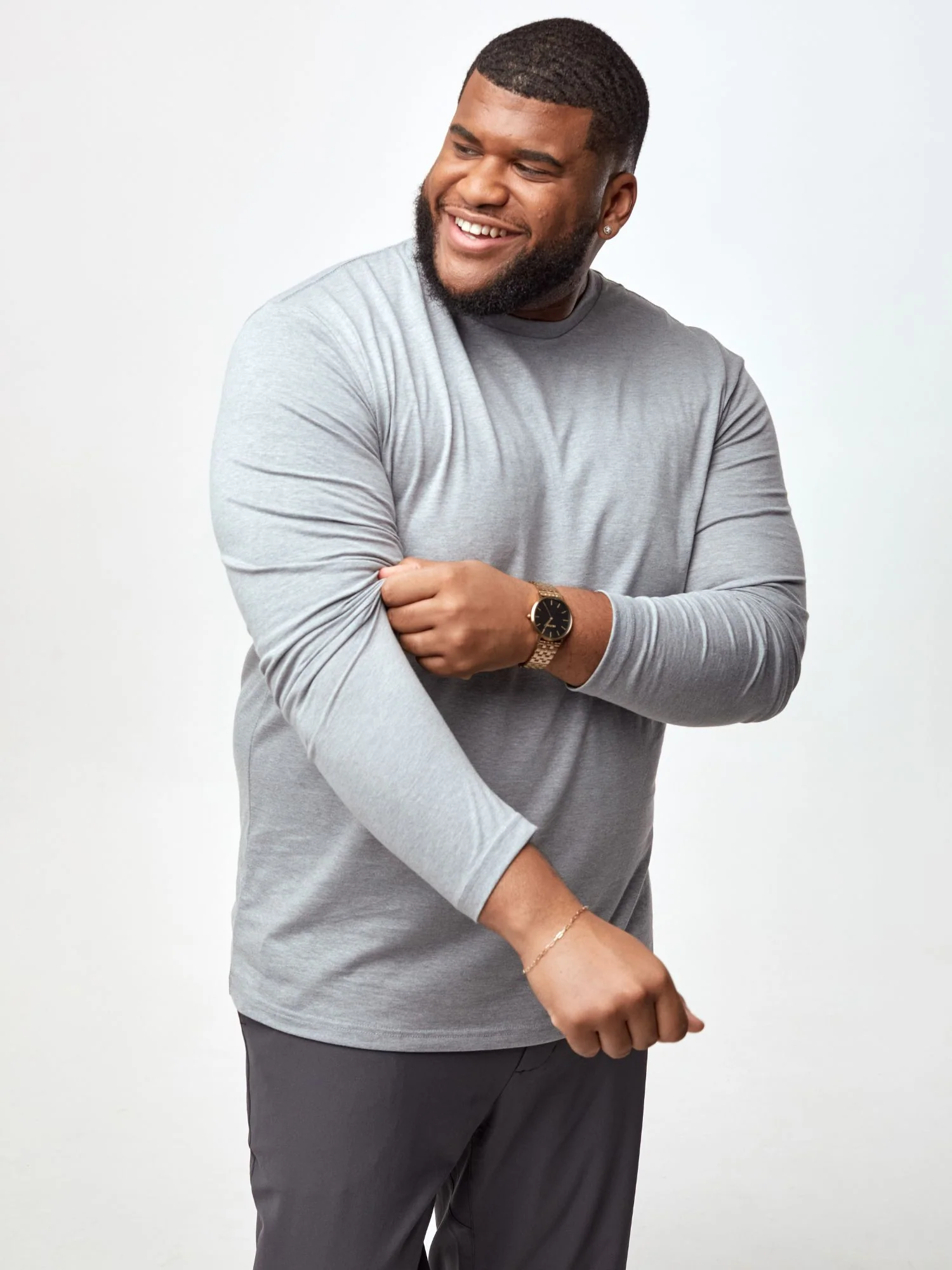 Heather Grey Long Sleeve Crew Neck - Image 5