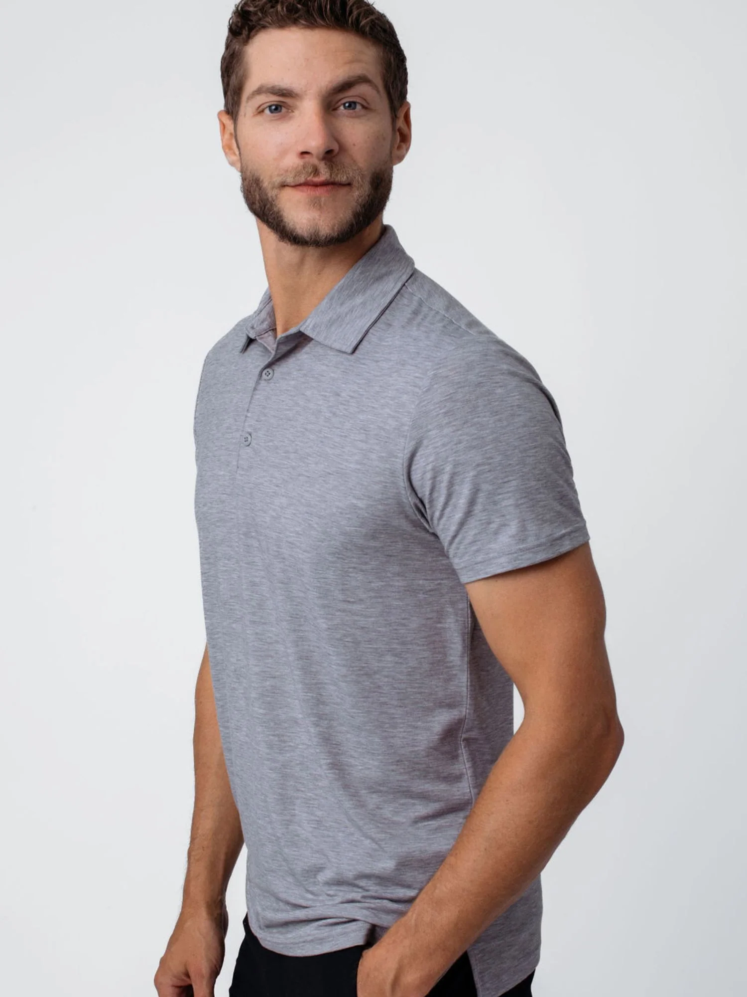 Heather Grey Performance Polo - Image 3