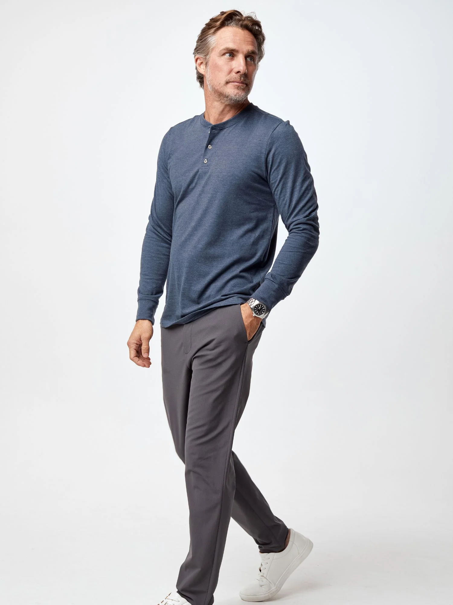 Navy Long Sleeve Henley - Image 3
