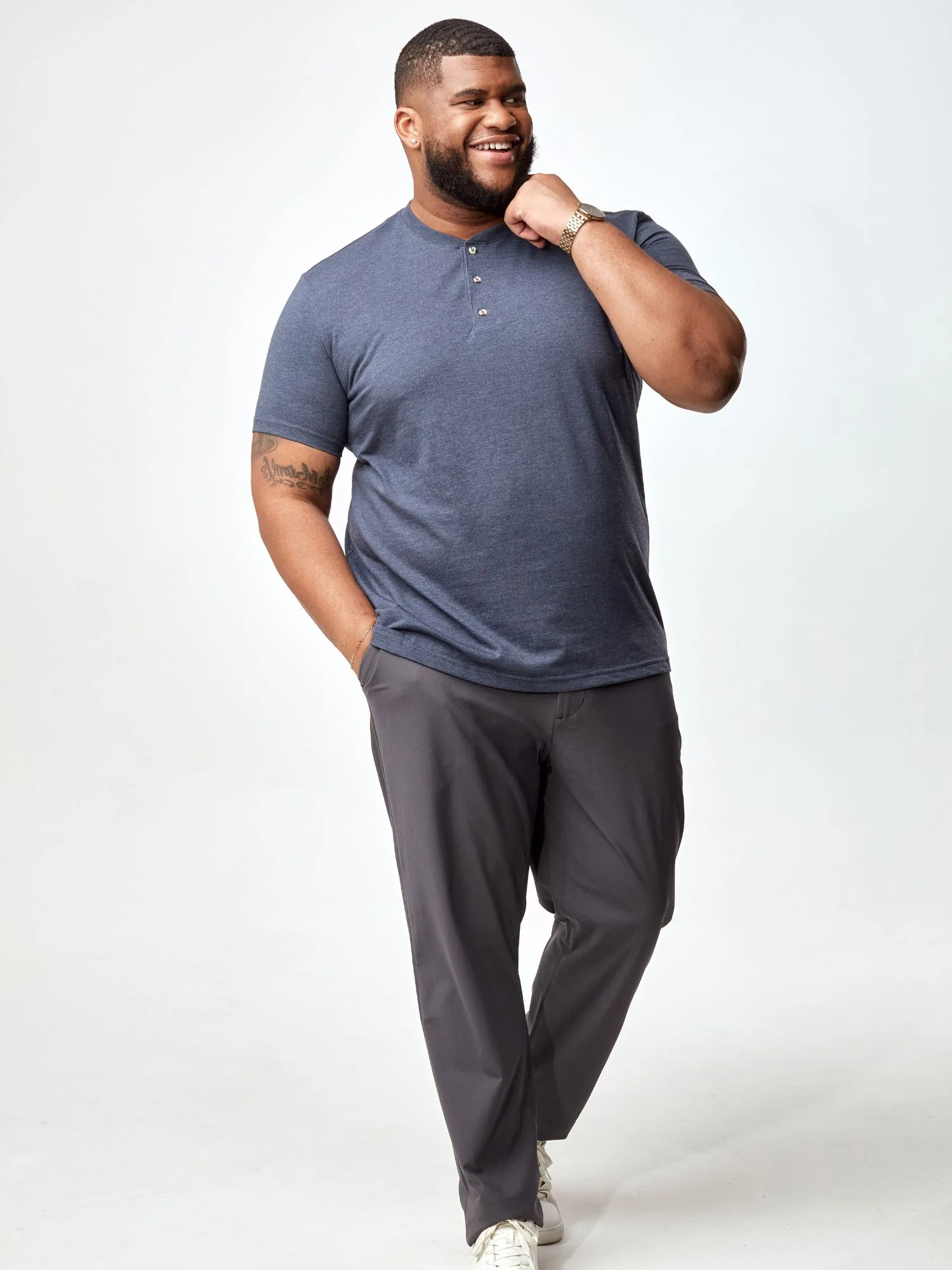 Navy Short Sleeve Henley - Image 2