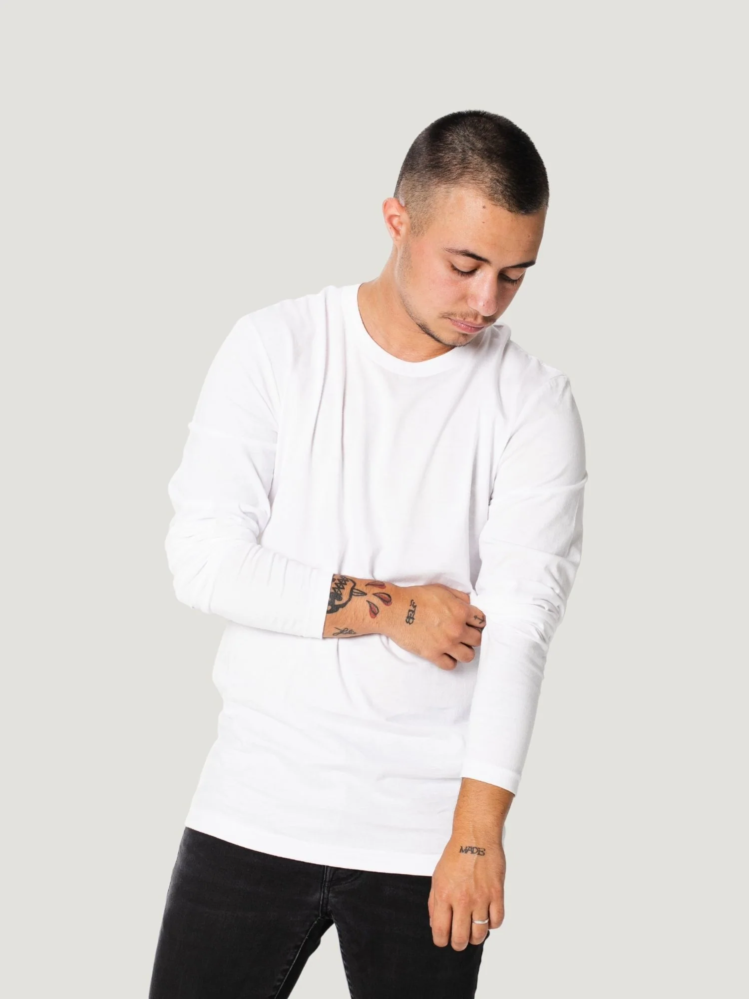 White Long Sleeve Crew Neck - Image 5