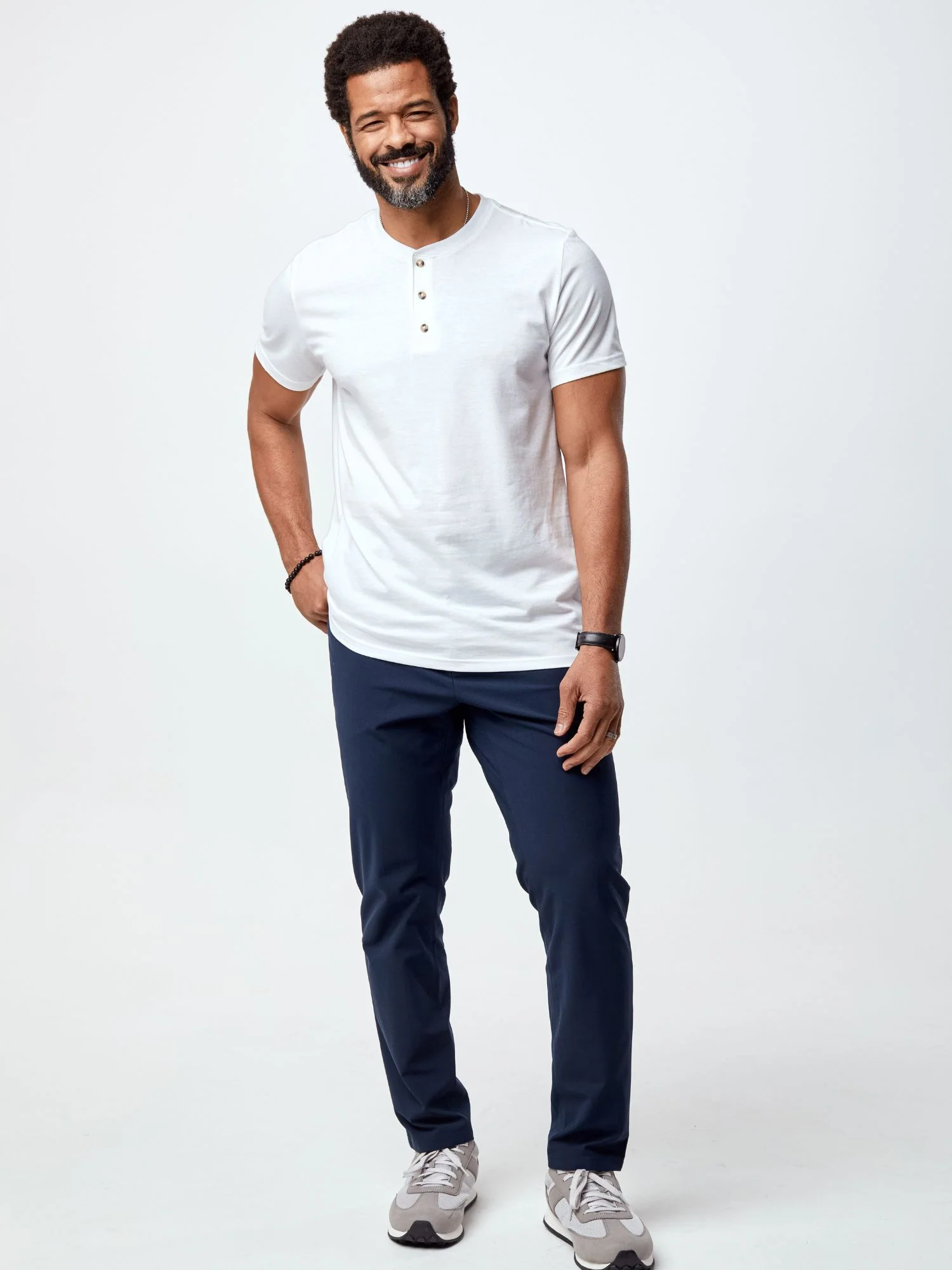 White Short Sleeve Henley - Image 3