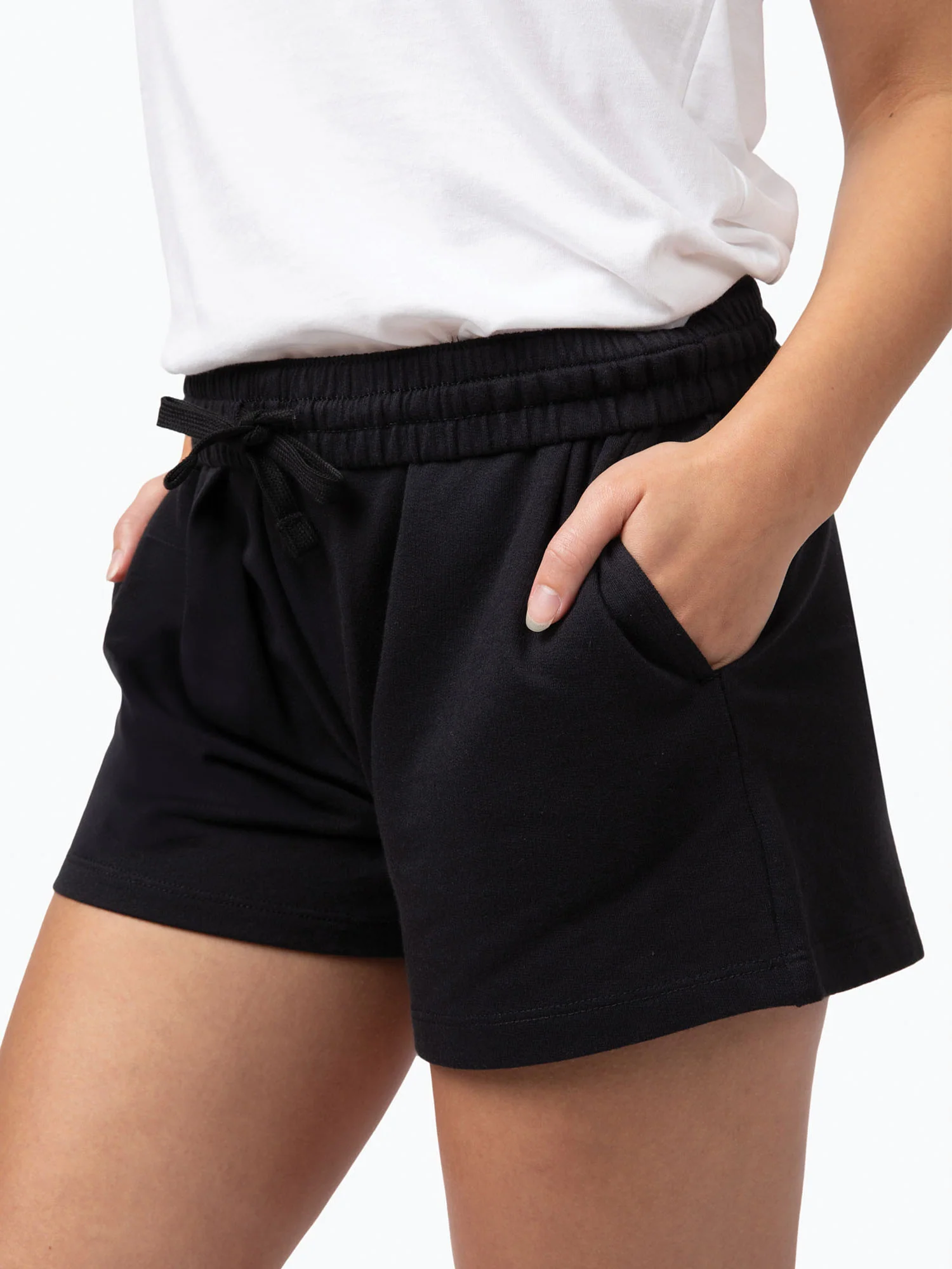 Women's Black Terry Lounge Shorts - Image 3