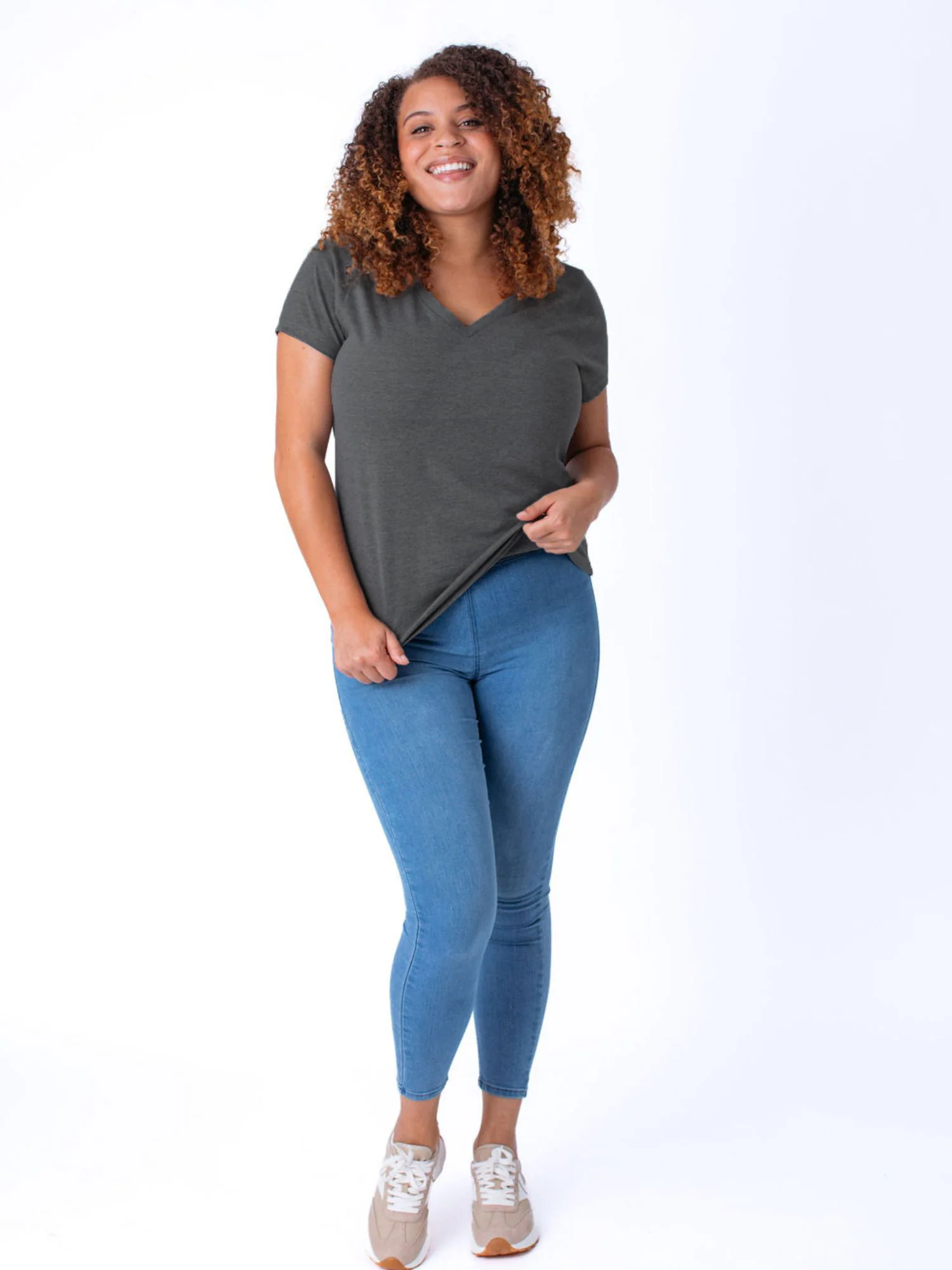 Women's Carbon Grey V-Neck - Image 3