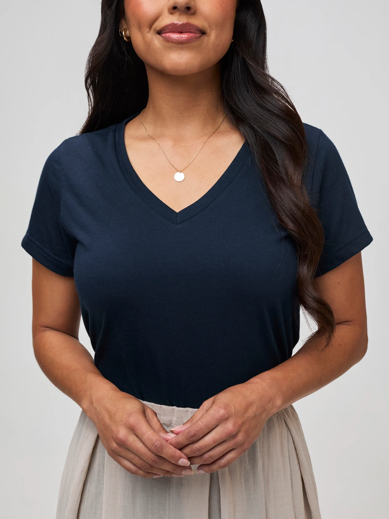 Women's Dark Navy V-Neck - Image 3